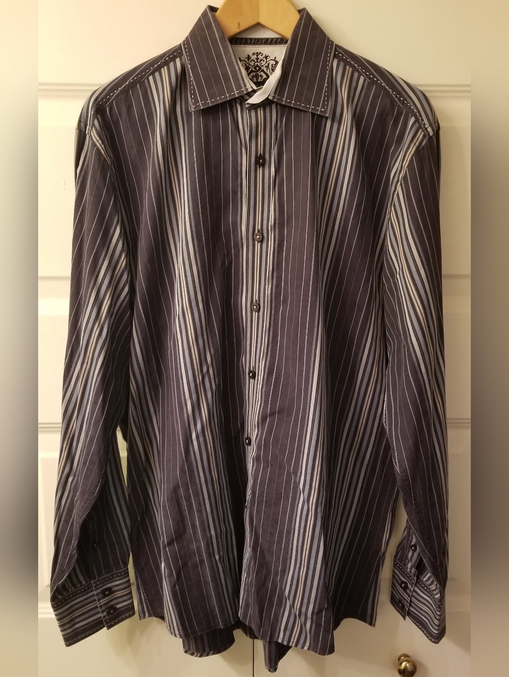 Zagiri Men's Dress Shirt Various Blue Toned Stripes Size XL Super Cool! EUC!!!